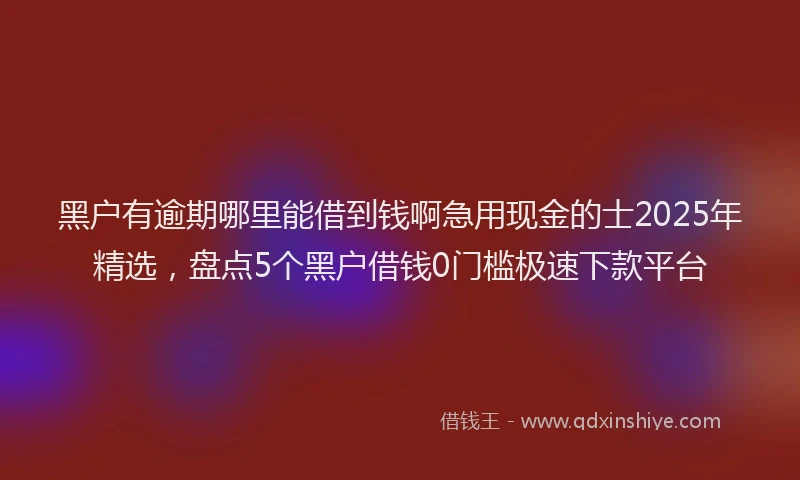 黑户有逾期哪里能借到钱啊急用现金的士2025年精选，盘点5个黑户借钱0门槛极速下款平台