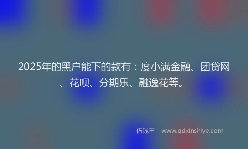 2025年的黑户能下的款有：度小满金融、团贷网、花呗、分期乐、融逸花等。