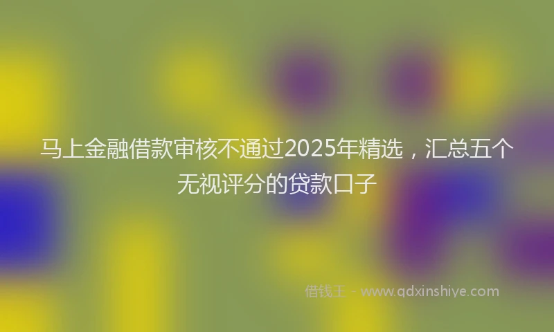 马上金融借款审核不通过2025年精选，汇总五个无视评分的贷款口子