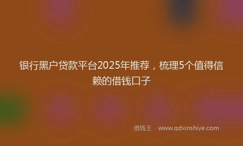 银行黑户贷款平台2025年推荐，梳理5个值得信赖的借钱口子