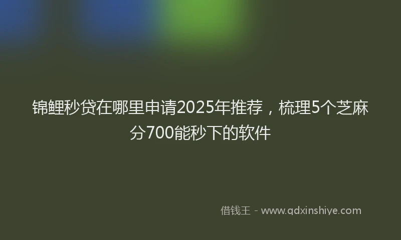 锦鲤秒贷在哪里申请2025年推荐，梳理5个芝麻分700能秒下的软件