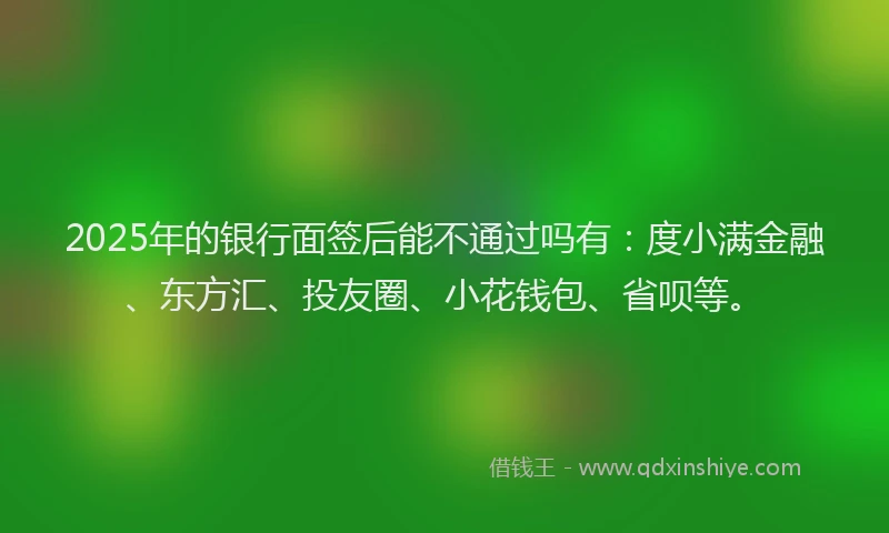 2025年的银行面签后能不通过吗有：度小满金融、东方汇、投友圈、小花钱包、省呗等。