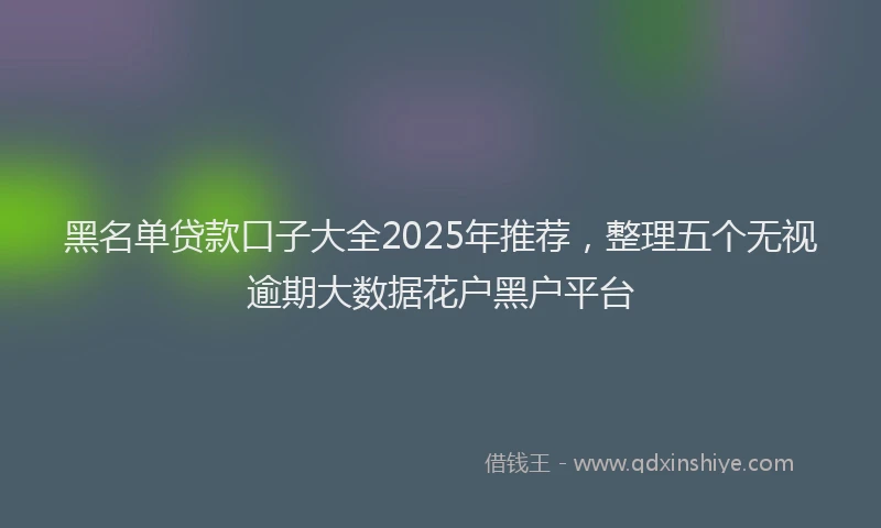黑名单贷款口子大全2025年推荐，整理五个无视逾期大数据花户黑户平台