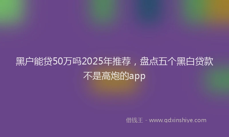 黑户能贷50万吗2025年推荐，盘点五个黑白贷款不是高炮的app
