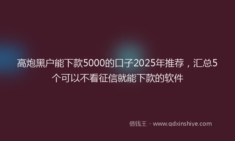 高炮黑户能下款5000的口子2025年推荐，汇总5个可以不看征信就能下款的软件