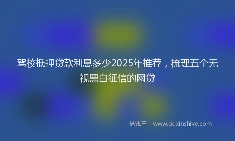 驾校抵押贷款利息多少2025年推荐，梳理五个无视黑白征信的网贷