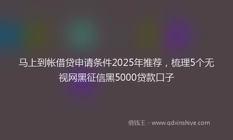 马上到帐借贷申请条件2025年推荐，梳理5个无视网黑征信黑5000贷款口子