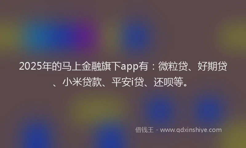 2025年的马上金融旗下app有：微粒贷、好期贷、小米贷款、平安i贷、还呗等。
