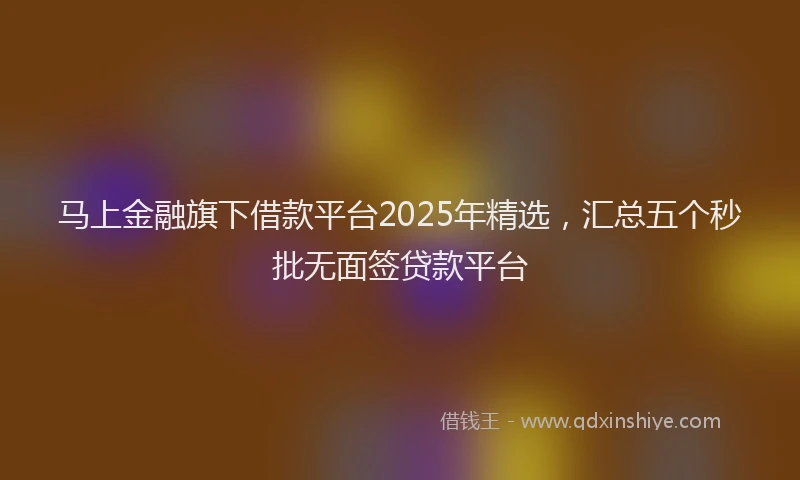 马上金融旗下借款平台2025年精选，汇总五个秒批无面签贷款平台