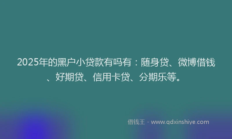 2025年的黑户小贷款有吗有：随身贷、微博借钱、好期贷、信用卡贷、分期乐等。