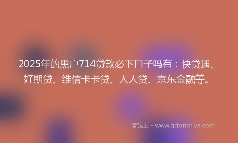 2025年的黑户714贷款必下口子吗有：快贷通、好期贷、维信卡卡贷、人人贷、京东金融等。