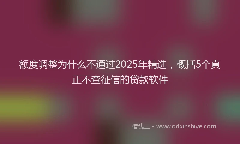 额度调整为什么不通过2025年精选，概括5个真正不查征信的贷款软件