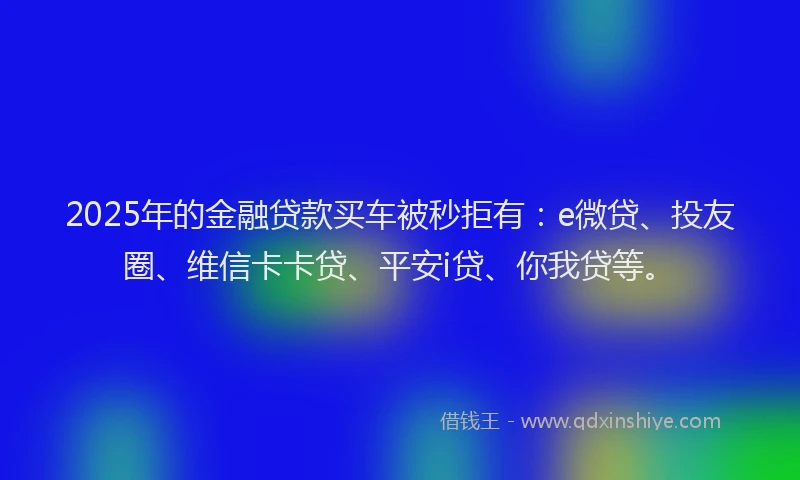 2025年的金融贷款买车被秒拒有：e微贷、投友圈、维信卡卡贷、平安i贷、你我贷等。