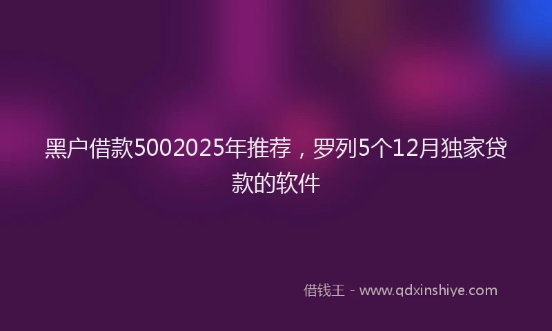 黑户借款5002025年推荐，罗列5个12月独家贷款的软件