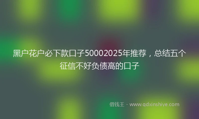 黑户花户必下款口子50002025年推荐，总结五个征信不好负债高的口子