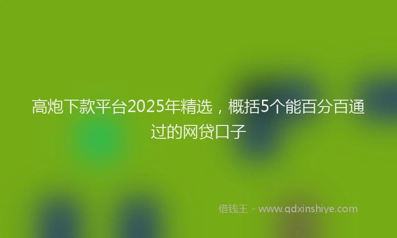 高炮下款平台2025年精选，概括5个能百分百通过的网贷口子