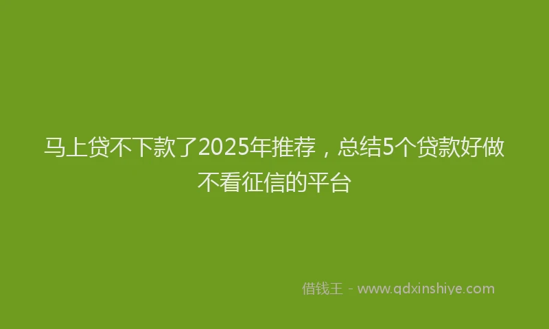 马上贷不下款了2025年推荐，总结5个贷款好做不看征信的平台