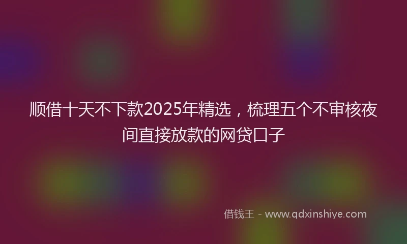 顺借十天不下款2025年精选，梳理五个不审核夜间直接放款的网贷口子