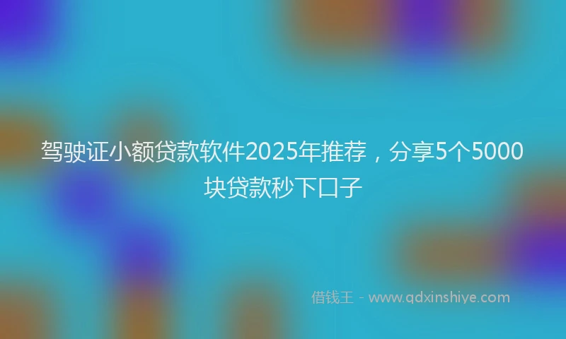 驾驶证小额贷款软件2025年推荐，分享5个5000块贷款秒下口子