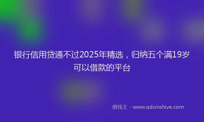 银行信用贷通不过2025年精选，归纳五个满19岁可以借款的平台