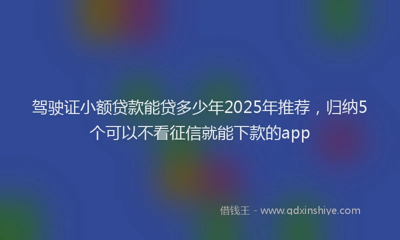 驾驶证小额贷款能贷多少年2025年推荐，归纳5个可以不看征信就能下款的app