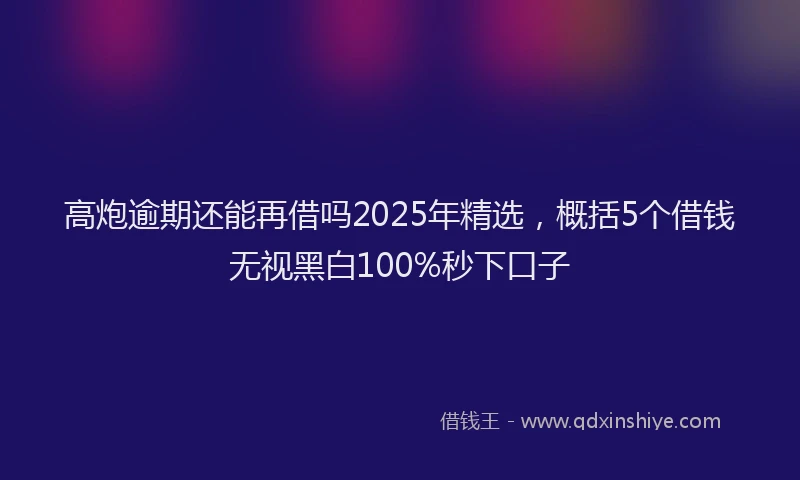 高炮逾期还能再借吗2025年精选，概括5个借钱无视黑白100%秒下口子