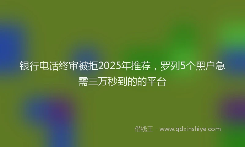 银行电话终审被拒2025年推荐，罗列5个黑户急需三万秒到的的平台