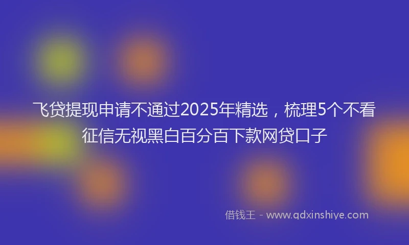 飞贷提现申请不通过2025年精选，梳理5个不看征信无视黑白百分百下款网贷口子