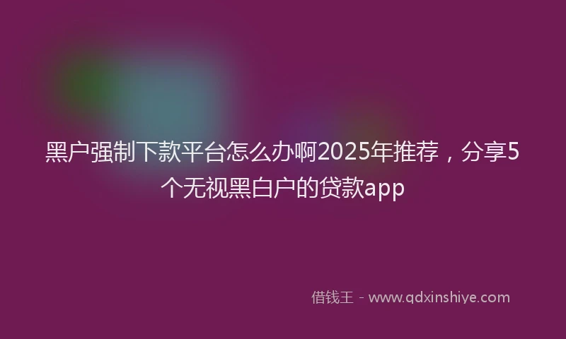 黑户强制下款平台怎么办啊2025年推荐，分享5个无视黑白户的贷款app