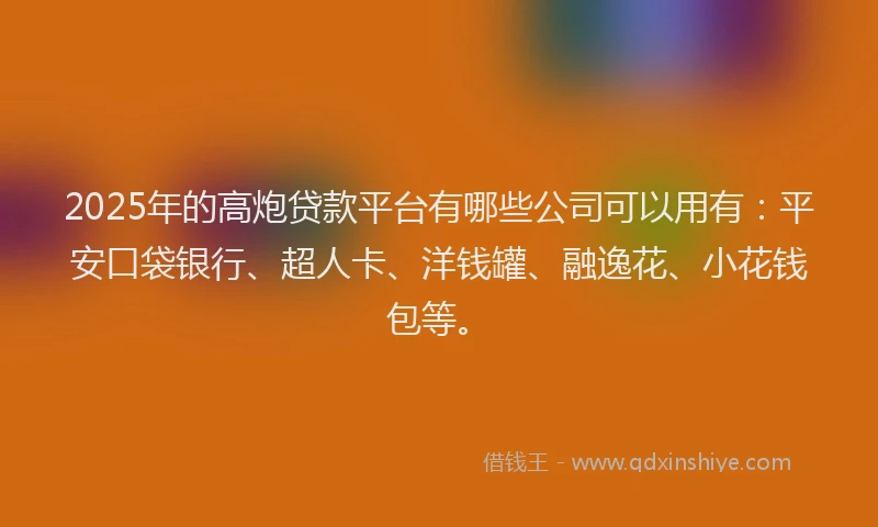 2025年的高炮贷款平台有哪些公司可以用有：平安口袋银行、超人卡、洋钱罐、融逸花、小花钱包等。