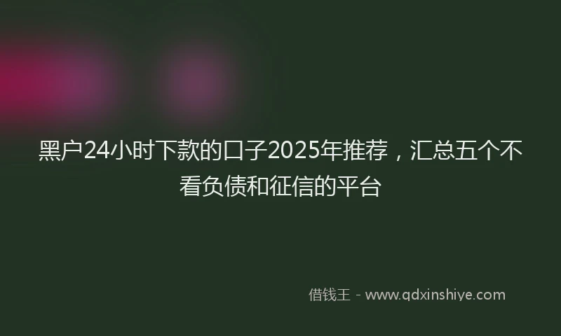 黑户24小时下款的口子2025年推荐，汇总五个不看负债和征信的平台