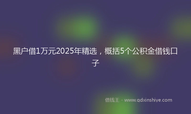 黑户借1万元2025年精选，概括5个公积金借钱口子