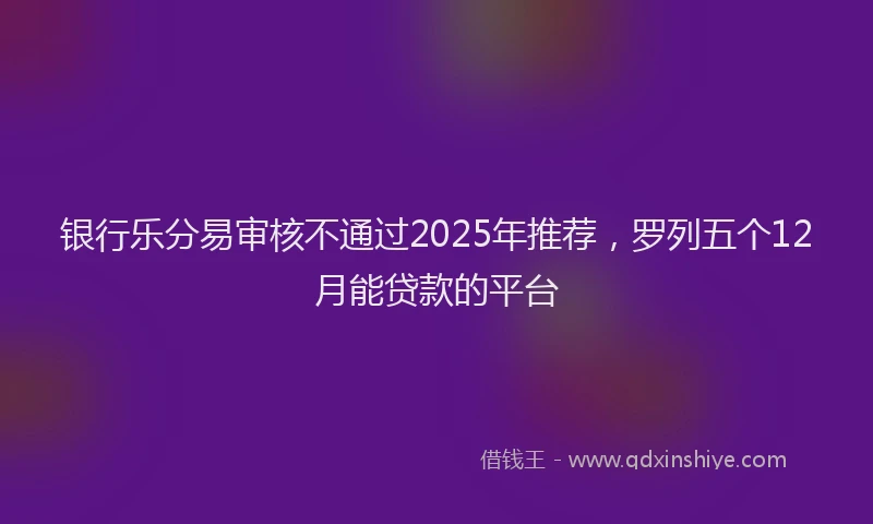 银行乐分易审核不通过2025年推荐，罗列五个12月能贷款的平台