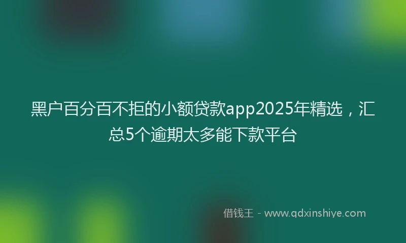 黑户百分百不拒的小额贷款app2025年精选，汇总5个逾期太多能下款平台