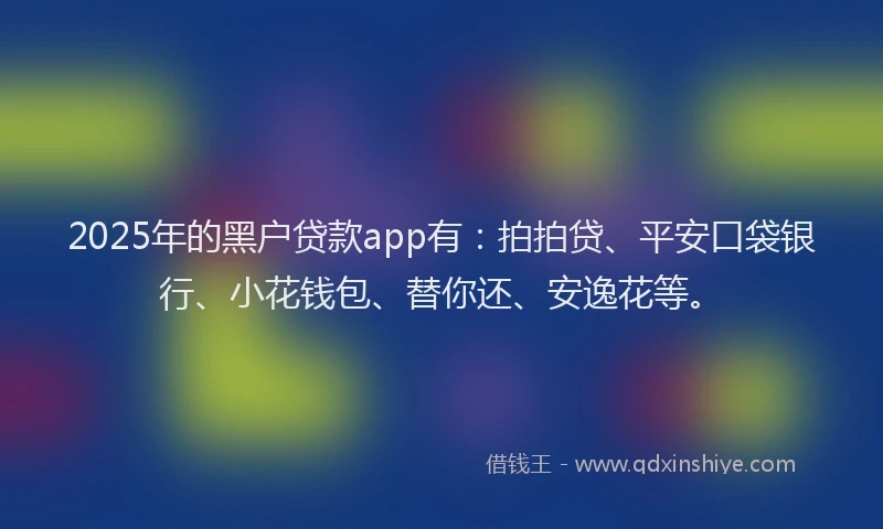 2025年的黑户贷款app有：拍拍贷、平安口袋银行、小花钱包、替你还、安逸花等。