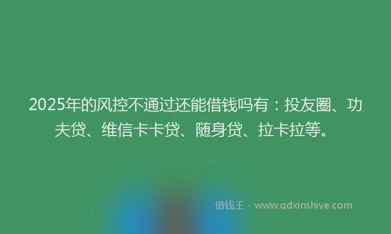 2025年的风控不通过还能借钱吗有：投友圈、功夫贷、维信卡卡贷、随身贷、拉卡拉等。