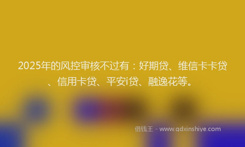 2025年的风控审核不过有：好期贷、维信卡卡贷、信用卡贷、平安i贷、融逸花等。
