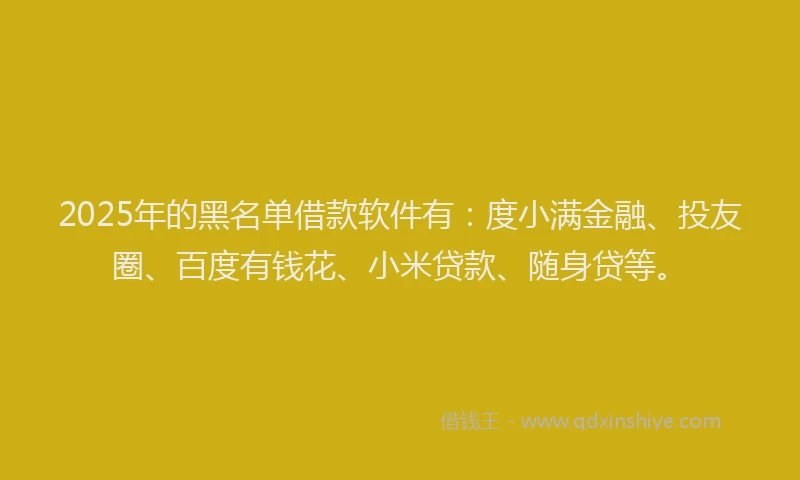 2025年的黑名单借款软件有：度小满金融、投友圈、百度有钱花、小米贷款、随身贷等。