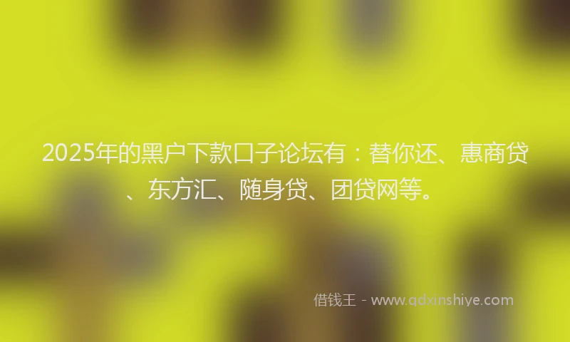 2025年的黑户下款口子论坛有：替你还、惠商贷、东方汇、随身贷、团贷网等。