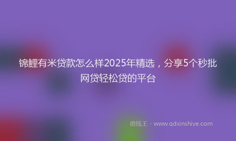 锦鲤有米贷款怎么样2025年精选，分享5个秒批网贷轻松贷的平台