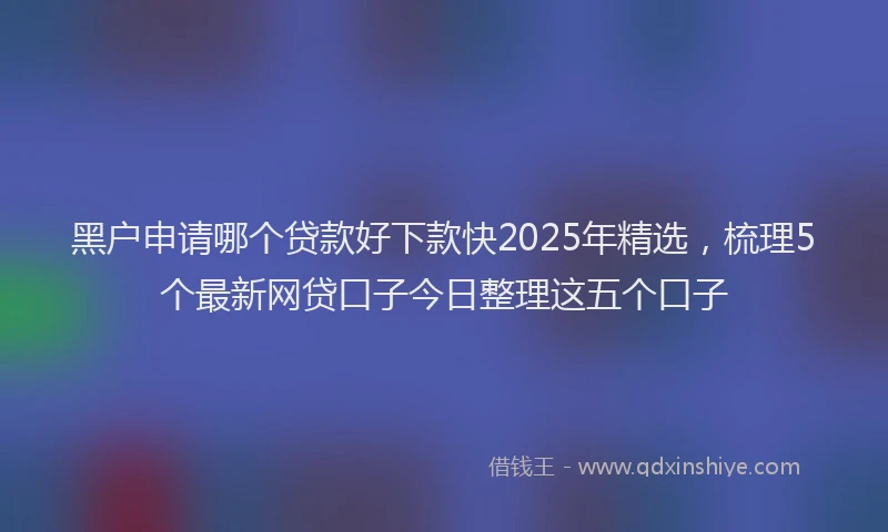 黑户申请哪个贷款好下款快2025年精选，梳理5个最新网贷口子今日整理这五个口子