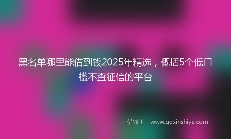 黑名单哪里能借到钱2025年精选，概括5个低门槛不查征信的平台