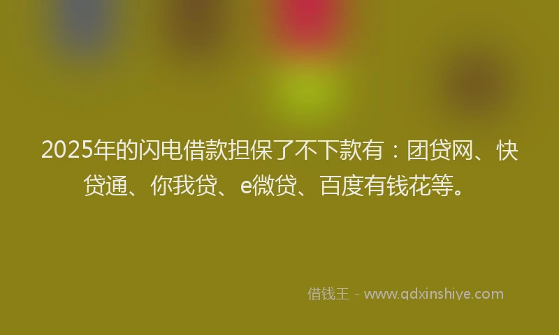 2025年的闪电借款担保了不下款有：团贷网、快贷通、你我贷、e微贷、百度有钱花等。
