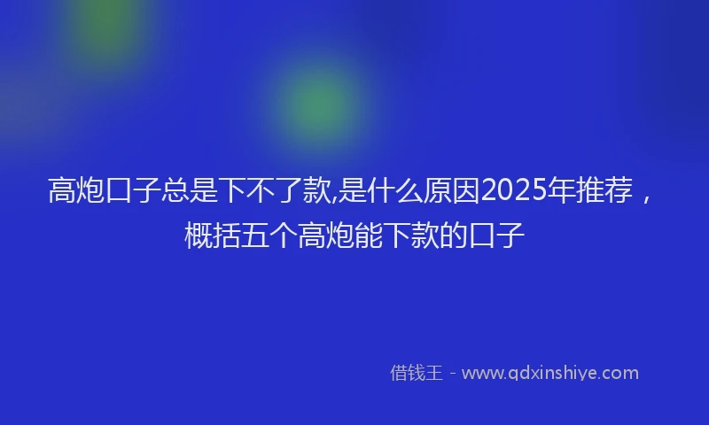 高炮口子总是下不了款,是什么原因2025年推荐，概括五个高炮能下款的口子