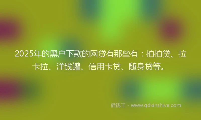 2025年的黑户下款的网贷有那些有：拍拍贷、拉卡拉、洋钱罐、信用卡贷、随身贷等。
