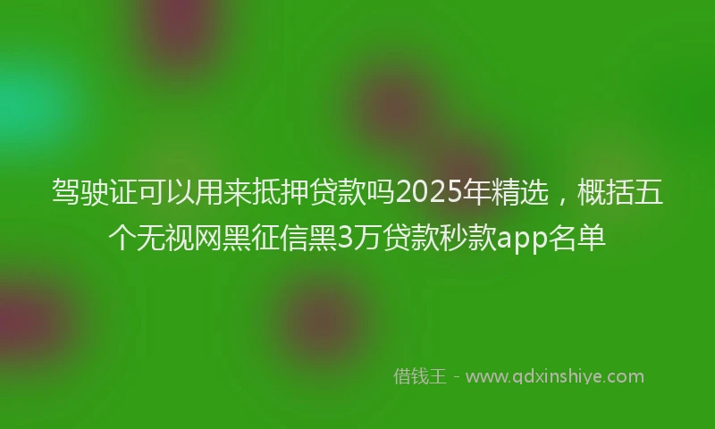 驾驶证可以用来抵押贷款吗2025年精选，概括五个无视网黑征信黑3万贷款秒款app名单