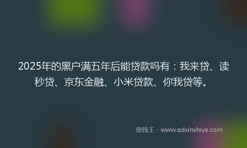 2025年的黑户满五年后能贷款吗有：我来贷、读秒贷、京东金融、小米贷款、你我贷等。