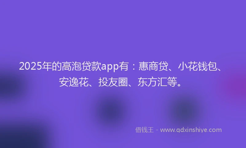 2025年的高泡贷款app有：惠商贷、小花钱包、安逸花、投友圈、东方汇等。