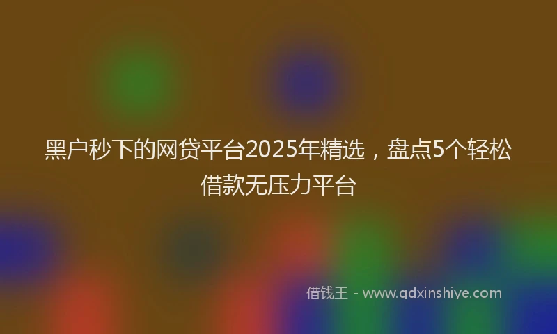 黑户秒下的网贷平台2025年精选，盘点5个轻松借款无压力平台