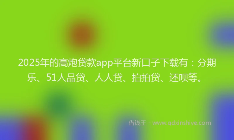 2025年的高炮贷款app平台新口子下载有：分期乐、51人品贷、人人贷、拍拍贷、还呗等。